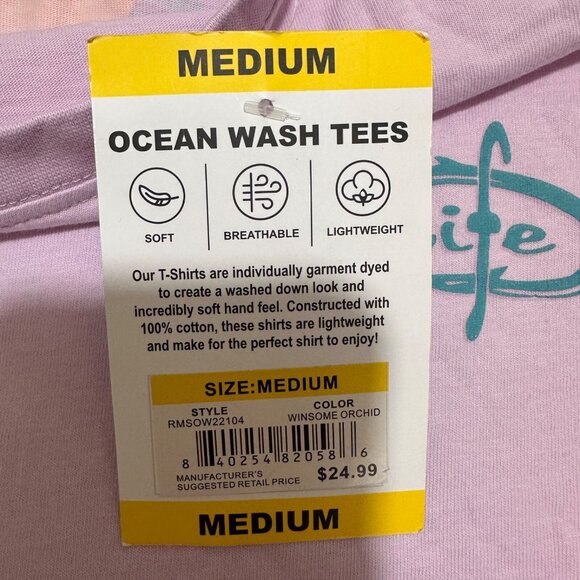 Reel Life Men Size M Orchid Ocean Washed Short Sleeve Soft PreShrunk T-Shirt NWT - Picture 4 of 7